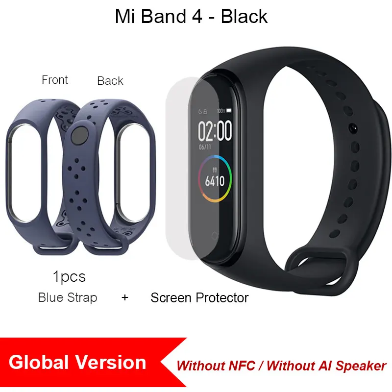Global Blue Новая глобальная версия Xiaomi mi Band 4 band 4 Smart mi Band 3 Цвета экран браслет сердечного ритма фитнес музыка 50 м Водонепроницаемый Bluetooth - Цвет: Global Blue