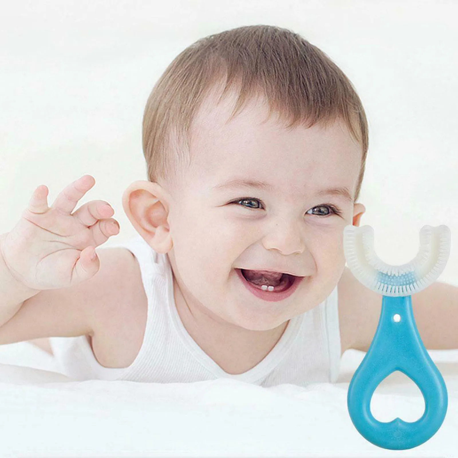 Children U Shape Toothbrush Portable Fun children's practical and simple Home Safety Baby Silicone All Rounded | Дом и сад