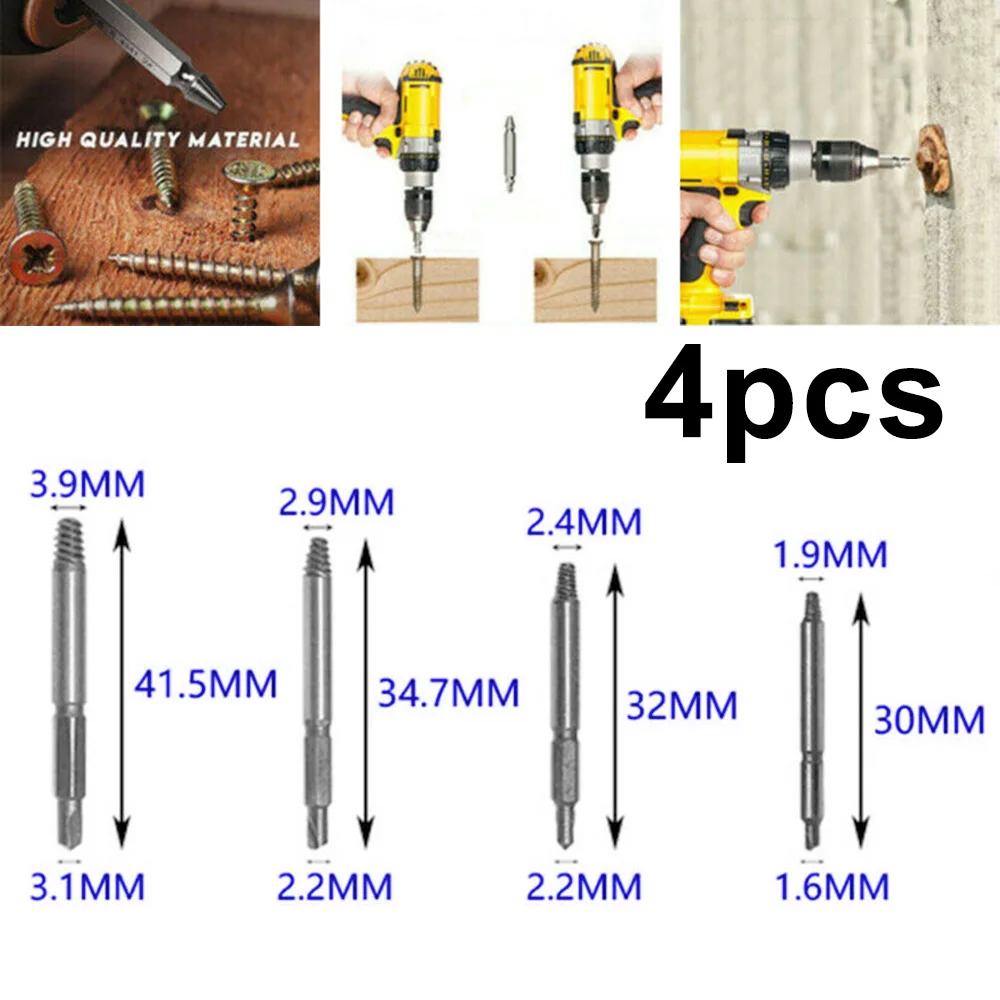 

4pcs Damaged Screw Bolt Extractor Remover Easy Out Broken Drill Bits Guide Kit