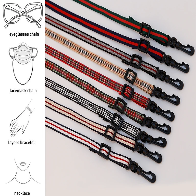 

Bohemian Mask Strap For Women Retro Stitching Plaid Glasses Chain Holder Sunglasses Lanyard Eyewear Neck Cord Jewelry Gift