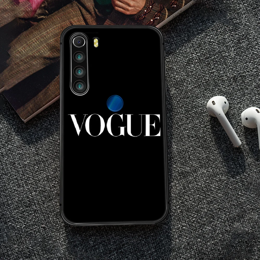 

fashion trend magazine VOGUE Phone Case Cover Hull For XIAOMI Redmi 7 7a 8 8a 9 10X NOTE 6 7 7s 8 8t 9 9s Pro Max black