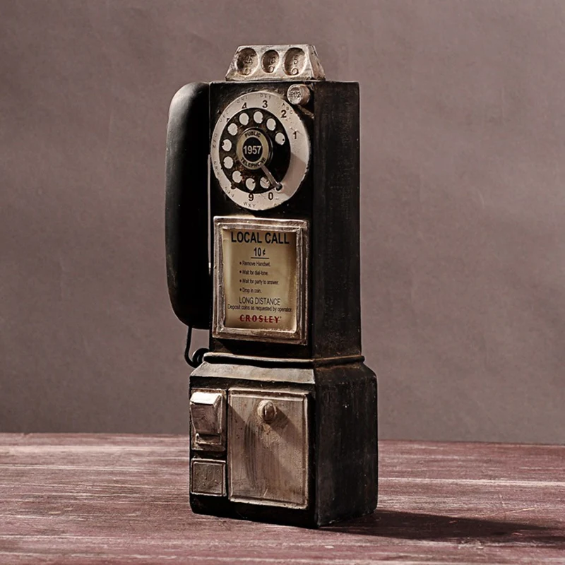 vintage rotate classic look dial pay phone model retro booth home decoration ornament drop shipping free global shipping