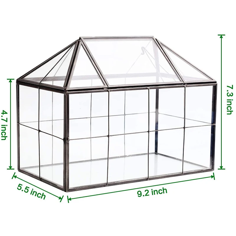 

Glass Glass Terrarium Handmade House Shape Geometric Glass Container with Swing Lid Indoor Planter for Succulents