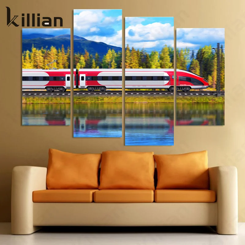 

Modern High-Speed Rail Through The Jungle Picture Art Print Poster Art Canvas Painting Living Room Home Decoration Wall Stickers