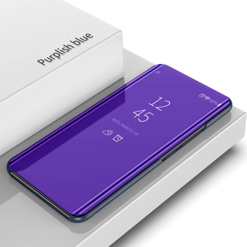 Purplish Blue Для LG V40 V30 V50 чехол из искусственной кожи Пластик флип подставка металлизированный зеркальный чехол смарт-чехол для телефона для LG G8 K50 Q60 чехол - Цвет: Purplish Blue