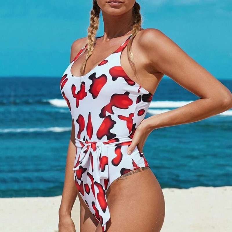 Леопардовый Цельный купальник женский женские купальные костюмы Пляжное платье