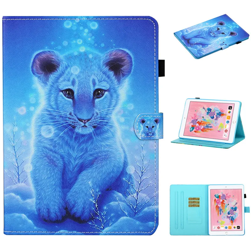 Чехол для iPad 9 7 2018 2017 5th 6th Generation Air 1 2 Air2 смарт чехол из искусственной кожи Тигр Слон