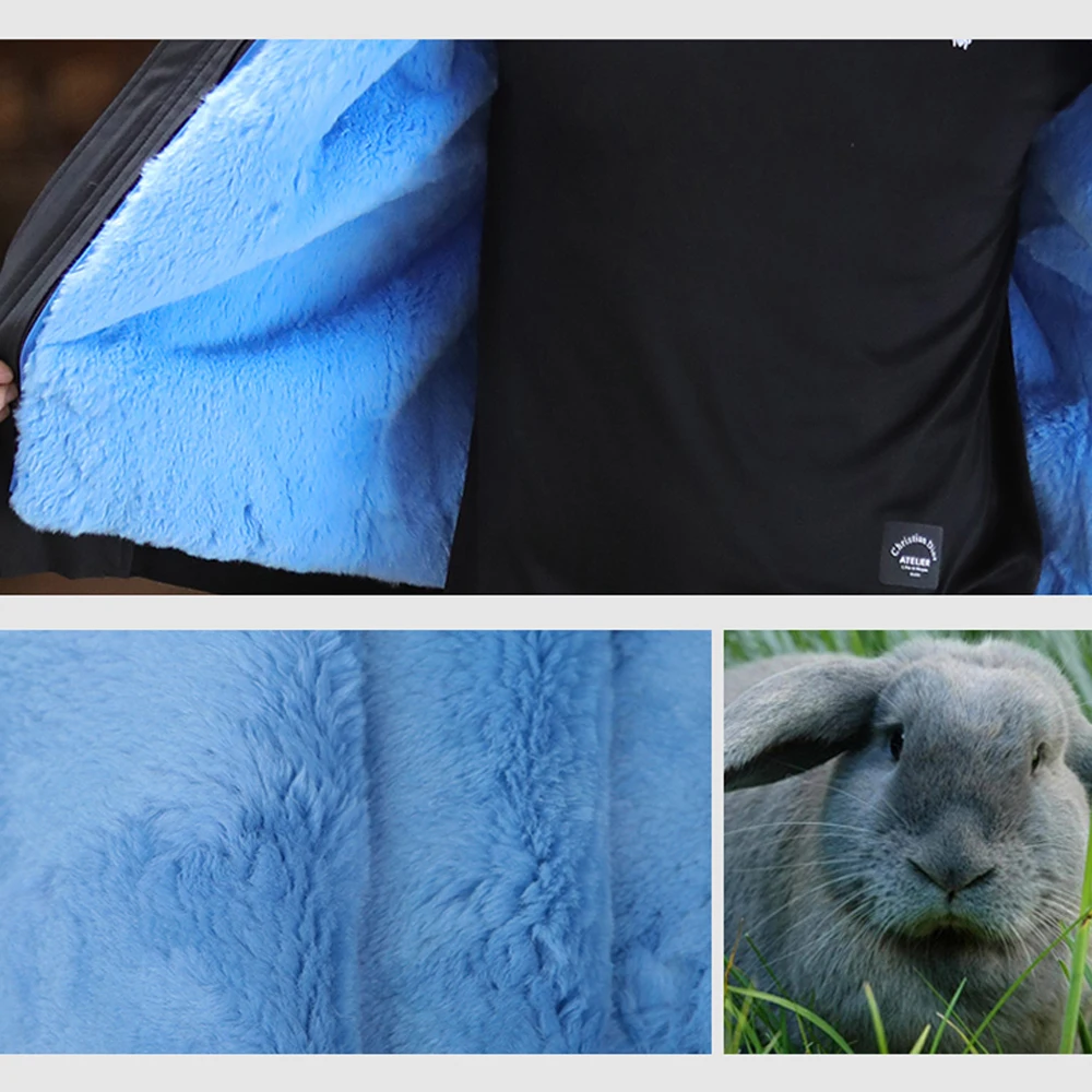 SANI 2019 меховые парки настоящий натуральный кролик синий мех мужские зимние теплые