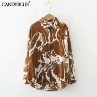 tie dyed chiffon shirt womens 2022 spring and summer new fashion retro long sleeved single breasted printed casual shirt