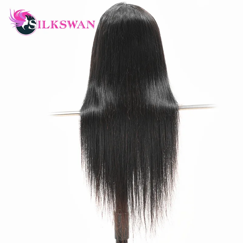 Silkswan прямые 13x4 кружевные передние человеческие волосы парики предварительно выщипанные Детские Волосы бразильские волосы remy Wig130Density# 1B 10-26 дюймов для женщин