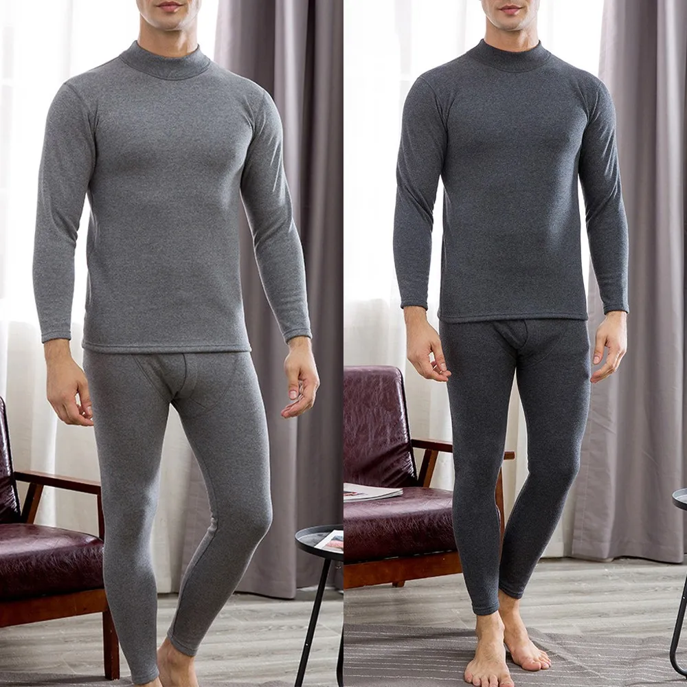 

Men Thermal Underwear Plus Velvet Suit Pajamas Home Service Warm Base Men's Modal Slim Autumn Clothes Long Trousers Suit Clothes