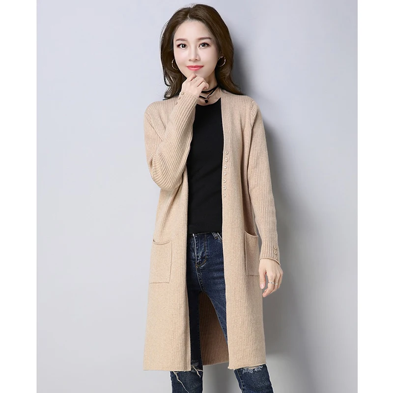 Свитер куртка для женщин 2019 весна и осень длинный рукав вязаный свитер кардиган