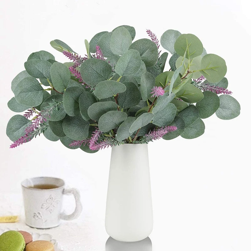 24 шт искусственные листья эвкалипта стеблей оптом искусственная зелень растений