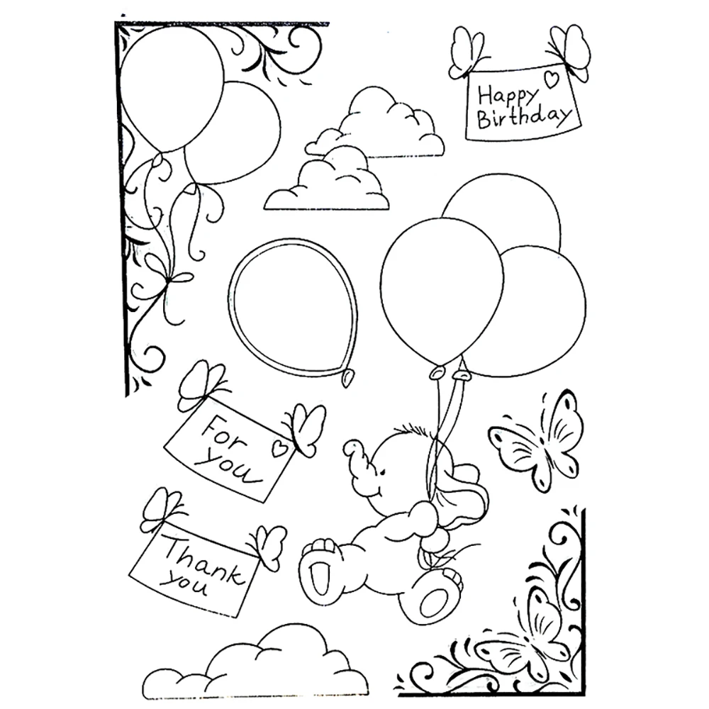 Transparent Silicone Stamp Seal Sheet - Balloon Elephant Clear Stamp for Scrapbooking and Photo Album Decoration image 3