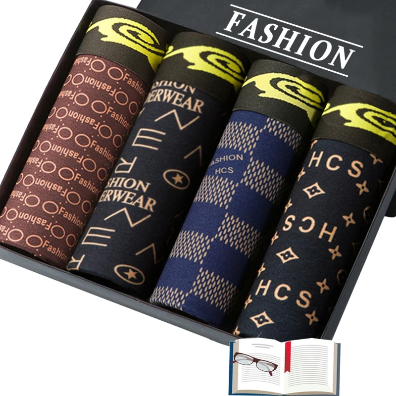 Men's Underwear Cotton Boxer Middle Waist Antibacterial Printing Large Size Youth Boxer Shorts Men's Pants