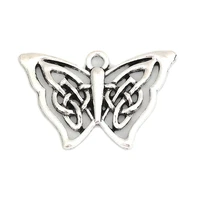 doreenbeads hollow butterfly animal charms zinc based alloy celtic knot pendants antique silver color 33 21mm for diy 20 pcs