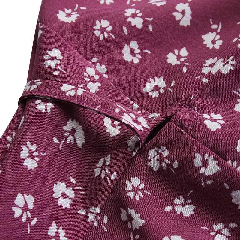 

Summer Sundress 2021 VONDA Vintage Floral Printed Dress Women Pleated Dresses Bohemian Party Vestidos Femme Short Dresses