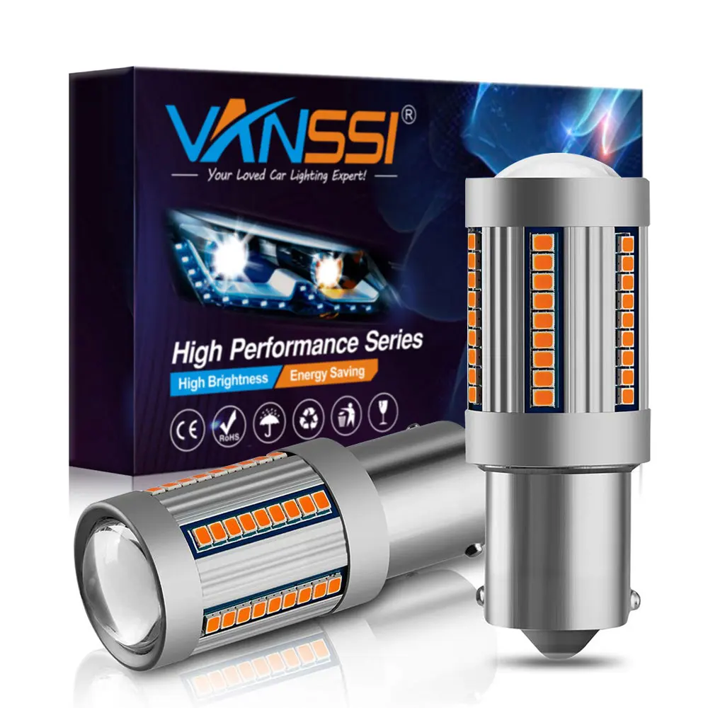 Светодиодные лампы VANSSI Bau15s 7507 PY21W Canbus без Hyper Flash T20 7440 7440NA WY21W ошибок янтарно