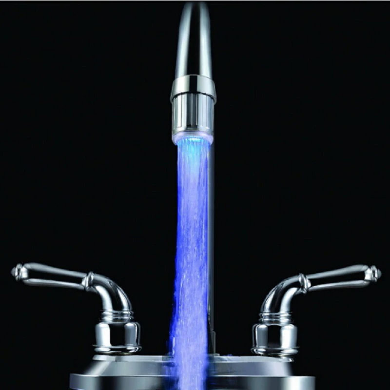 LED Light Water Faucet Tap Heads Temperature Sensor RGB Glow Shower Stream Bathroom 7 Color Changing Mini Kitchen Faucets | Обустройство