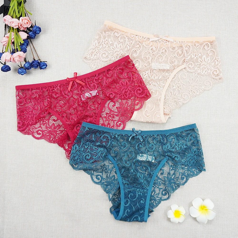 Размера плюс Для женщин хлопковые трусы кружевные сексуальные Простые полые
