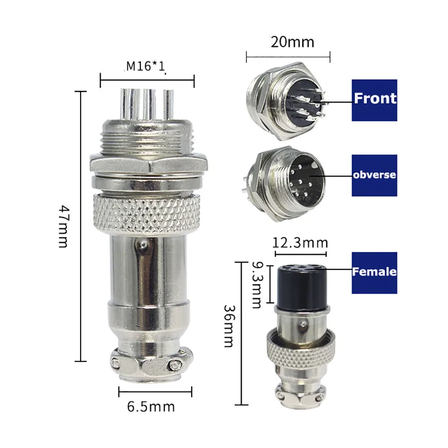 EClyxun 50set GX16 2/3/4/5/6/7/8/9/10Pin 16mm Male &amp Female Wire Panel Connector kit Socket+Plug for aviation computer ect |