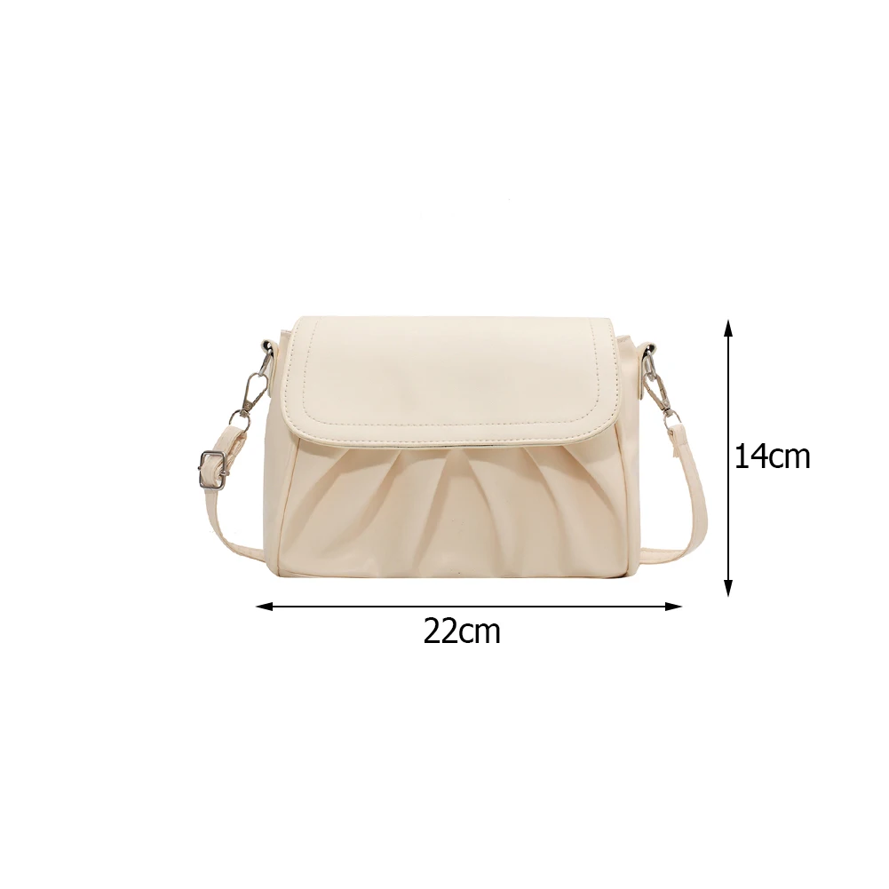 

Women Cloud Bag 2021 Solid Color Crossbody Soft PU Leather Messenger Bags Female Pleated Shoulder Bag Ladies Square Flap Bag