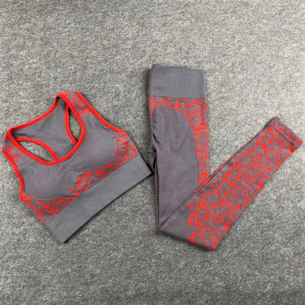 Женский леопардовый комплект для йоги из 2 предметов камуфляжные бесшовные