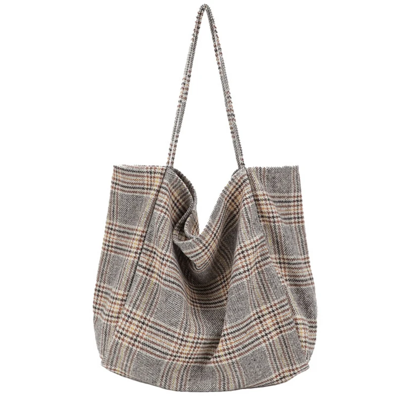 Большая Классическая клетчатая сумка-тоут школьная вместительная сумка для
