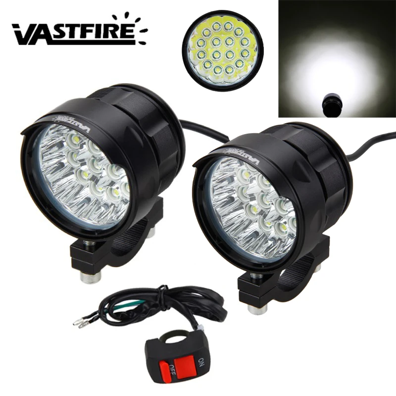 

1pcs/2pcs 15W 3500LM 4V-84V Motorcycle Headlamp 16x XM-L T6 LED Headlight Driving Fog Lamp Spot Light with Switch