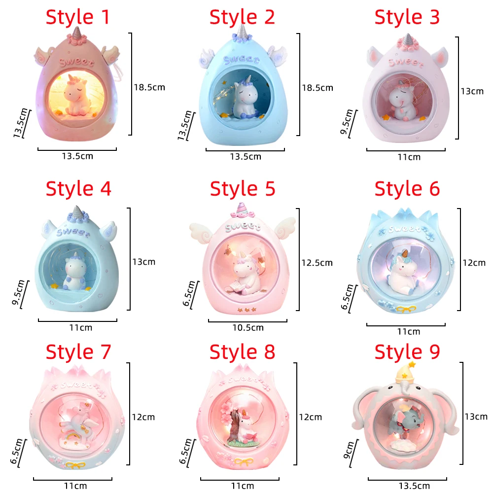 СВЕТОДИОДНЫЙ ночник в виде единорога из смолы для детей детская прикроватная