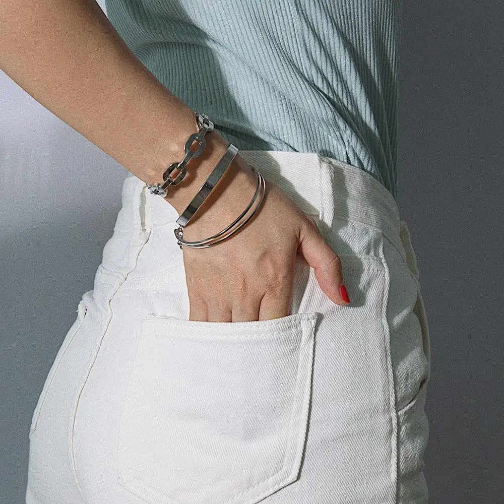 Ins модный металлический стиль простой геометрический дизайн 3 в 1 Набор