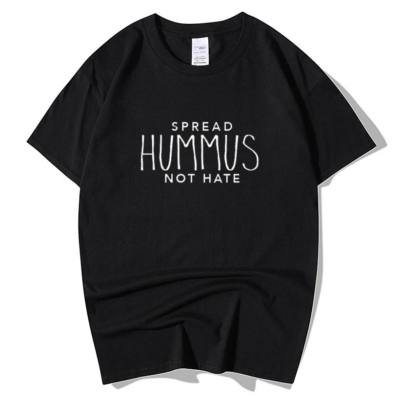 Футболка из хлопка с надписью Hummus Not Hate летняя футболка для веганов идеальный
