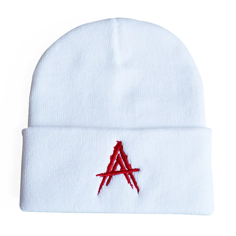 

2020 New Fashion Anuel AA Pattern Embriodery Skullies Beanies Black Knitted Hats Men Keep Warm Hip Hop Caps Casual Streetwear