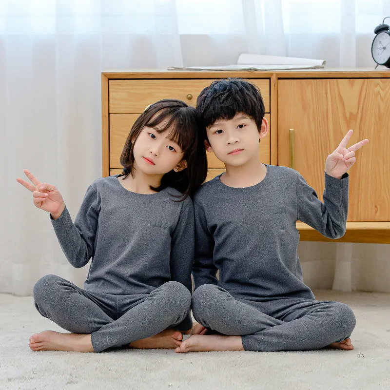 

Kids Pajamas For Boys Girls Sleepwear Baby Traceless Long-sleeved Pyjamas Night Suit Pure Color Pijama For Boys Girls Homewear