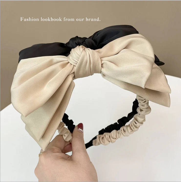 

Satin fairy pure color wide women bow hairbands 2021 new arrivals