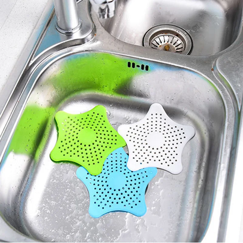 

3 Color Optional Five-pointed Star PVC Filter Kitchen Bath Sewer Sink Waste Strainer Filter Drain Catcher Cover Bathroom Drain