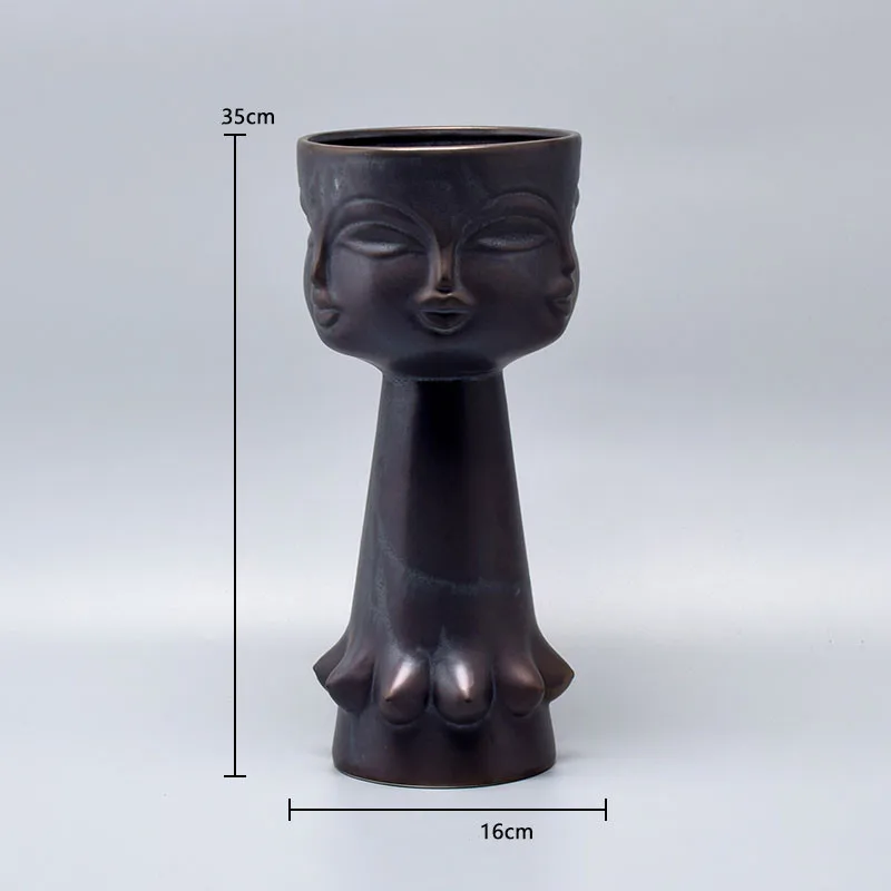 

Nordic Style Many-sided Human Face Stereoscopic Abstraction Ceramics Flower Pot Living Room Desktop Arrange Flowers Vase