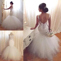 2019 arabic glamorous mermaid goddess lace wedding dresses sweetheart vintage lace sexy backless tiered tulle summer bridal gow