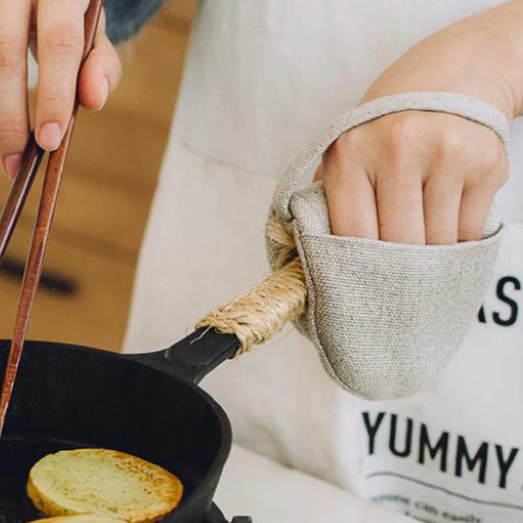 

Термостойкие митенки для духовки, выпечки, микроволновая печь, перчатки для барбекю, рукавицы из хлопка и льна