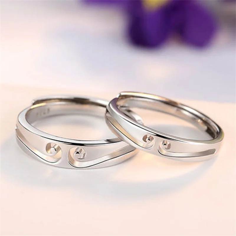 

925 Sterling Silver Ring Ladies Vintage Ring Open Hoop Curse Ring Wedding Couple Ring