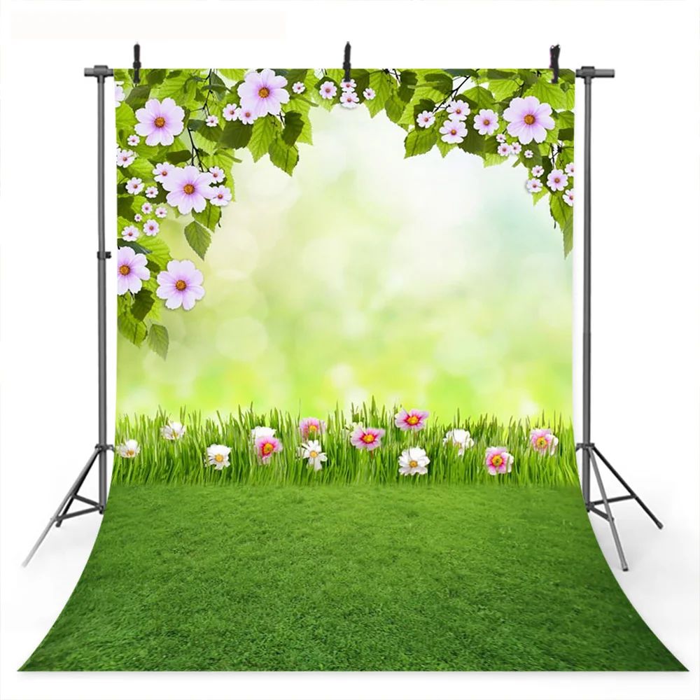 Весенний фон для фотостудии боке зеленая трава весенние цветы фотосъемки