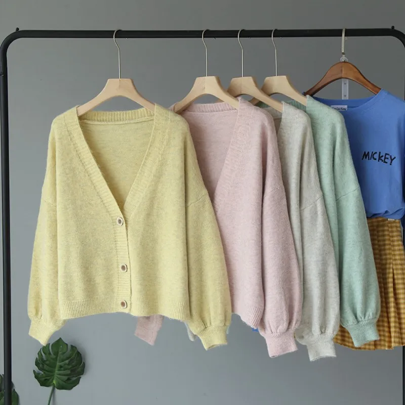 2019 однобортный вязаный кардиган с v-образным вырезом для женщин уличная зимняя