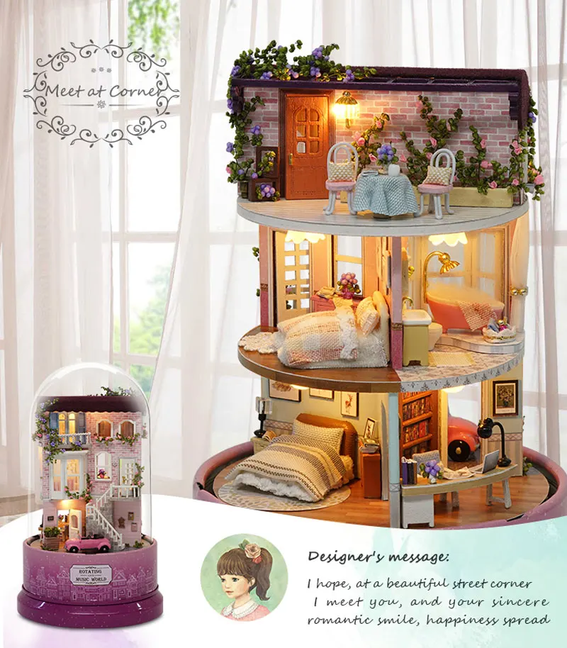 Roombox DIY Миниатюрный Музыкальный кукольный домик с деревянная мебель для дома С Пылезащитным покрытием детские игрушки Классический Рождественский подарок на день рождения