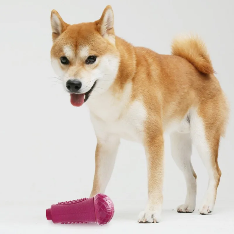 

Dog Toy Accessories Bite-resistant Rubber Microphone Shape Molar Toy Tooth Clean Sounding Toy Particle Design Pet Dropship
