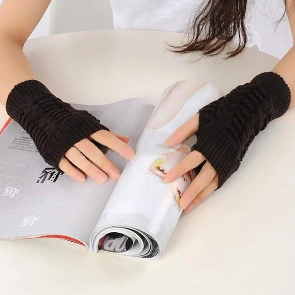 

Теплоизоляционные Вязаные перчатки, 1 пара, хлопковые теплые теплоизоляционные зимние перчатки, перчатки без пальцев, вязаные варежки для ...