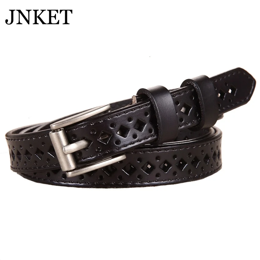 

JNKET New Fashion Women's Cow Leather Waist Belt Hollow Out Belt Pin Buckles Belt Ladies Waistband Leisure Cinturon Jeans Belt