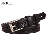 jnket new fashion womens cow leather waist belt hollow out belt pin buckles belt ladies waistband leisure cinturon jeans belt