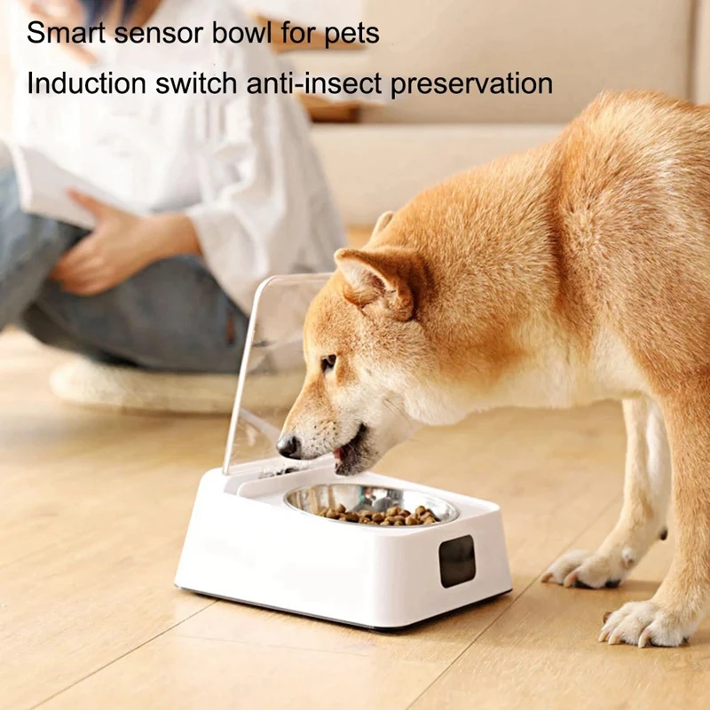 

Smart Dog Bowl Infrared Sensor Automatic Opening Cover Moisture-Proof Mosquito-Proof Odor-Resistant Cat Food Pet Feeder