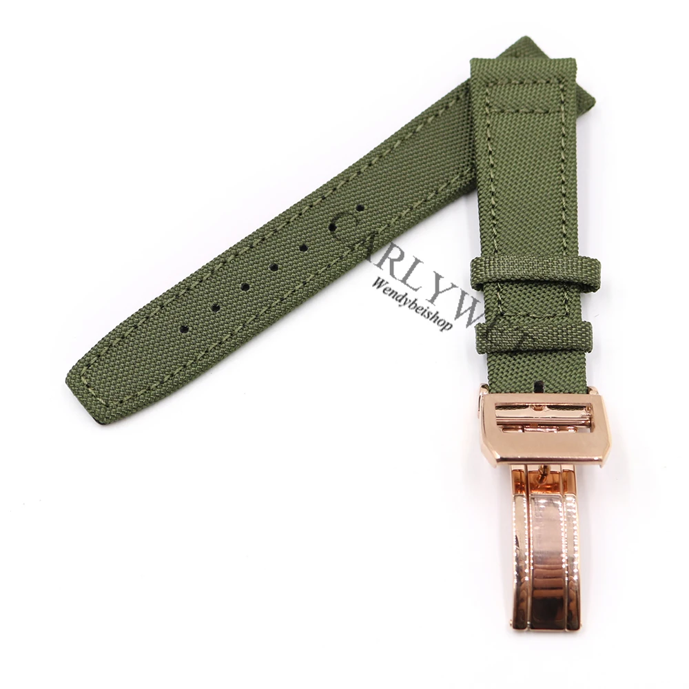 

Rolamy 20 21 22mm Green Black Nylon Fabric Leather Band Wrist Watch Strap Belt With Stainless Steel Buckle For IWC Tudor Rolex