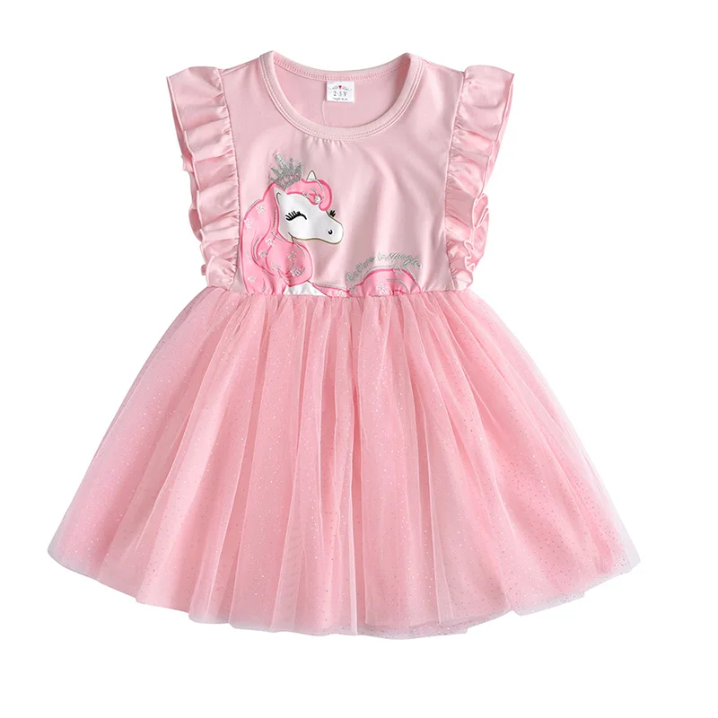 DXTON Unicorn Girls Dress Summer Children Clothing Cartoon Animal Princess Party Costume 2020 Toddler For Clothes | Детская одежда и